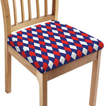 Blue Red And White Argyle Pattern Print Chair Cushion Cover