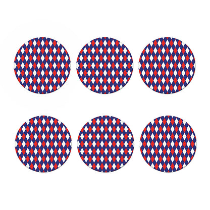 Blue Red And White Argyle Pattern Print Coaster Set