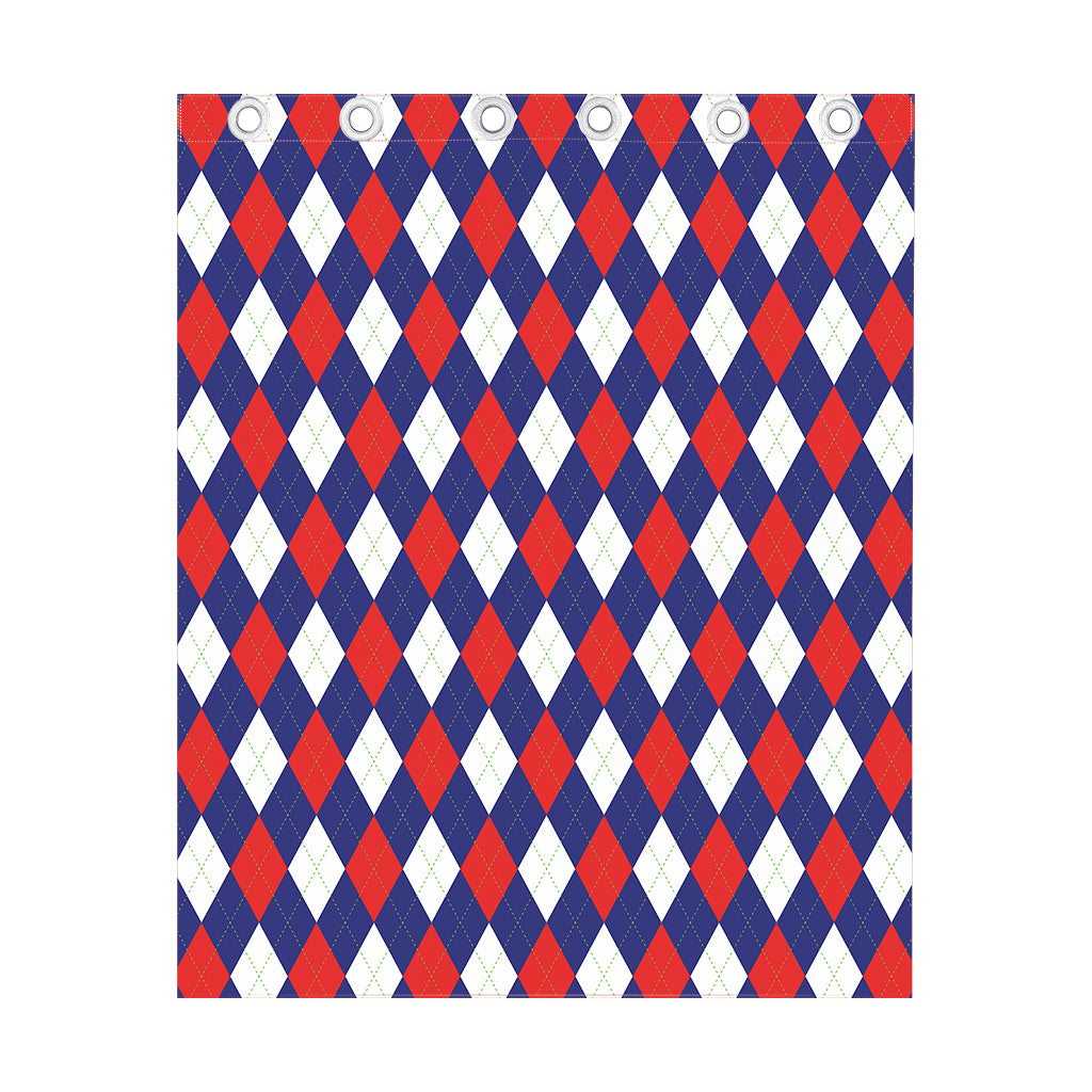 Blue Red And White Argyle Pattern Print Curtain