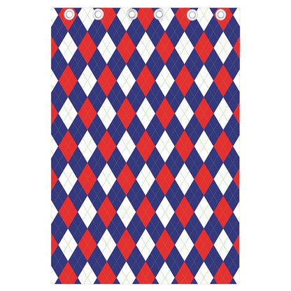 Blue Red And White Argyle Pattern Print Curtain