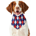 Blue Red And White Argyle Pattern Print Dog Bandana