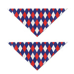 Blue Red And White Argyle Pattern Print Dog Bandana