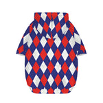 Blue Red And White Argyle Pattern Print Dog Zip Up Hoodie