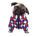 Blue Red And White Argyle Pattern Print Dog Zip Up Jacket
