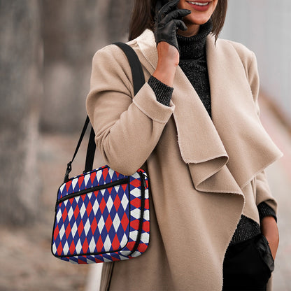 Blue Red And White Argyle Pattern Print Double Strap Bible Bag
