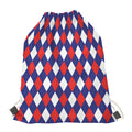 Blue Red And White Argyle Pattern Print Drawstring Bag