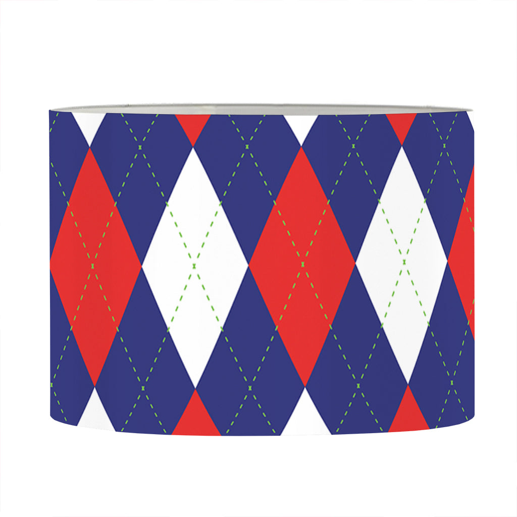 Blue Red And White Argyle Pattern Print Drum Lamp Shade