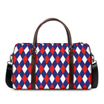 Blue Red And White Argyle Pattern Print Duffle Bag