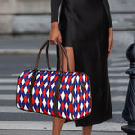 Blue Red And White Argyle Pattern Print Duffle Bag
