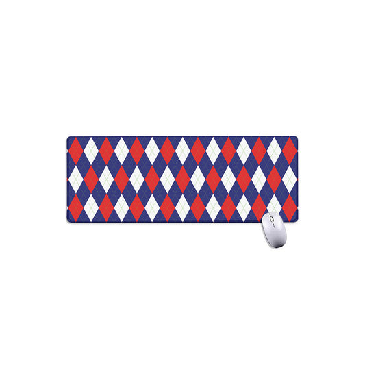 Blue Red And White Argyle Pattern Print Extended Mouse Pad