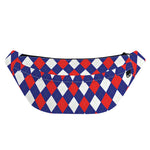 Blue Red And White Argyle Pattern Print Fanny Pack