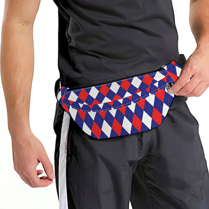 Blue Red And White Argyle Pattern Print Fanny Pack