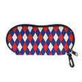 Blue Red And White Argyle Pattern Print Glasses Case