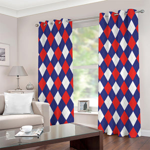 Blue Red And White Argyle Pattern Print Grommet Curtains