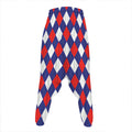 Blue Red And White Argyle Pattern Print Hammer Pants
