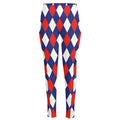 Blue Red And White Argyle Pattern Print High-Waisted Pocket Leggings