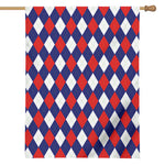 Blue Red And White Argyle Pattern Print House Flag