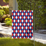 Blue Red And White Argyle Pattern Print House Flag