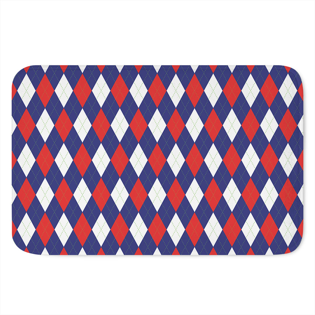 Blue Red And White Argyle Pattern Print Indoor Door Mat