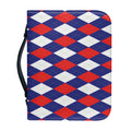 Blue Red And White Argyle Pattern Print Leather Bible Cover