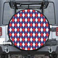 Blue Red And White Argyle Pattern Print Leather Spare Tire Cover