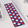 Blue Red And White Argyle Pattern Print Long Kitchen Mat