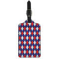 Blue Red And White Argyle Pattern Print Luggage Tag