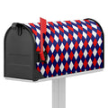 Blue Red And White Argyle Pattern Print Mailbox Cover