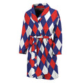 Blue Red And White Argyle Pattern Print Men's Bathrobe