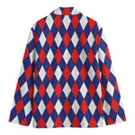 Blue Red And White Argyle Pattern Print Men's Blazer
