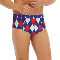 Blue Red And White Argyle Pattern Print Men's Briefs