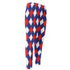 Blue Red And White Argyle Pattern Print Men's Compression Pants