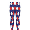 Blue Red And White Argyle Pattern Print Men's Leggings