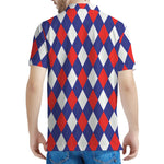 Blue Red And White Argyle Pattern Print Men's Polo Shirt