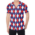 Blue Red And White Argyle Pattern Print Men's Shirt