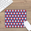 Blue Red And White Argyle Pattern Print Mouse Pad