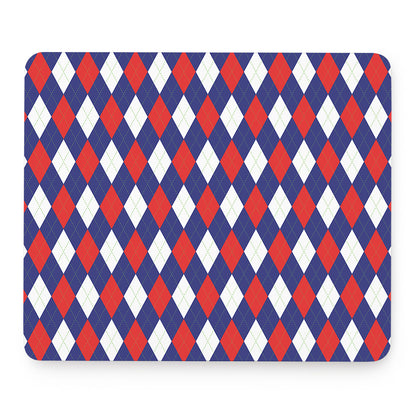 Blue Red And White Argyle Pattern Print Mouse Pad