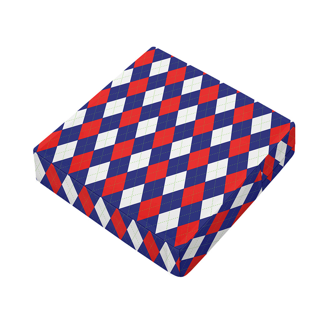 Blue Red And White Argyle Pattern Print Outdoor Seat Cushion Cover
