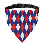 Blue Red And White Argyle Pattern Print Over The Collar Dog Bandana