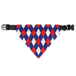 Blue Red And White Argyle Pattern Print Over The Collar Dog Bandana