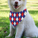 Blue Red And White Argyle Pattern Print Over The Collar Dog Bandana