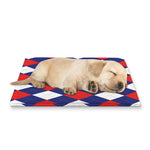 Blue Red And White Argyle Pattern Print Pet Cooling Mat Cover