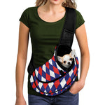 Blue Red And White Argyle Pattern Print Pet Sling Carrier