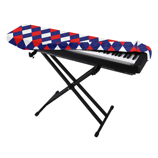 Blue Red And White Argyle Pattern Print Piano Keyboard Cover