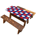 Blue Red And White Argyle Pattern Print Picnic Table Cover