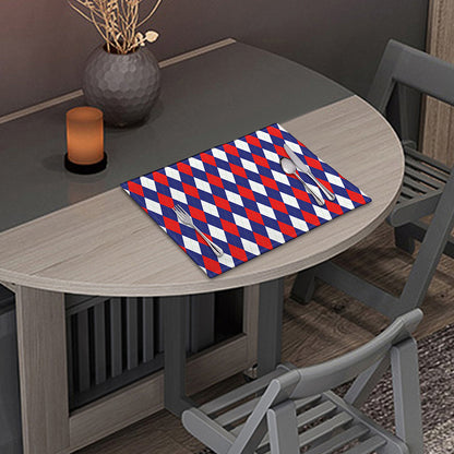 Blue Red And White Argyle Pattern Print Placemat