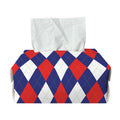 Blue Red And White Argyle Pattern Print Rectangle Tissue Box Cover