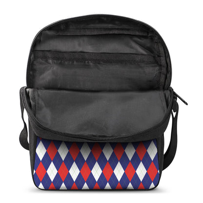 Blue Red And White Argyle Pattern Print Rectangular Crossbody Bag