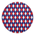 Blue Red And White Argyle Pattern Print Round Blanket