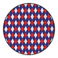 Blue Red And White Argyle Pattern Print Round Floor Mat